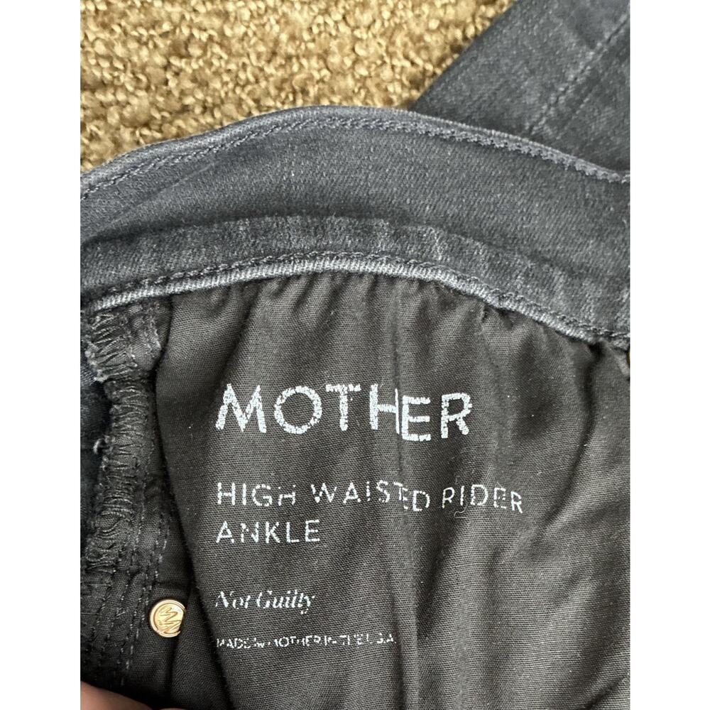 MOTHER Hi Waist Rider Ankle Jeans 31 Not Guilty Black Hirise Raw Hem Straight Lg - Picture 4 of 9